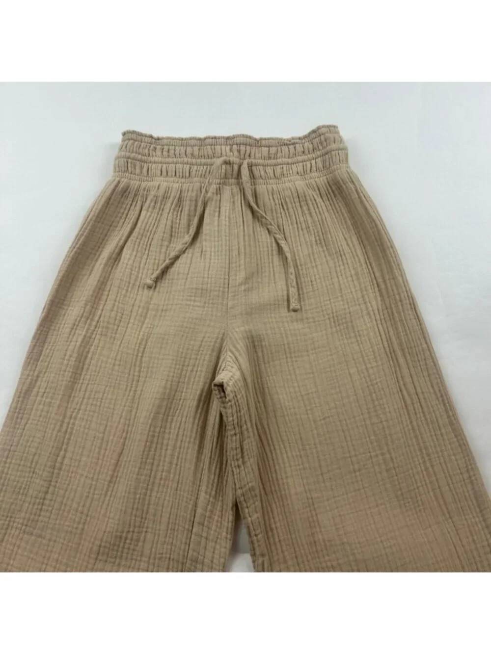 Magaschoni Khaki Crinkle Organic Cotton Lounge Pant XS